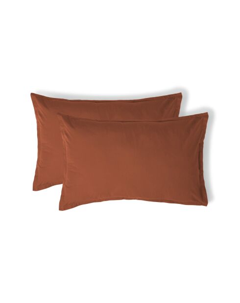 Lot de 2 Taies d'oreiller percale de coton Nina rouge toscane
