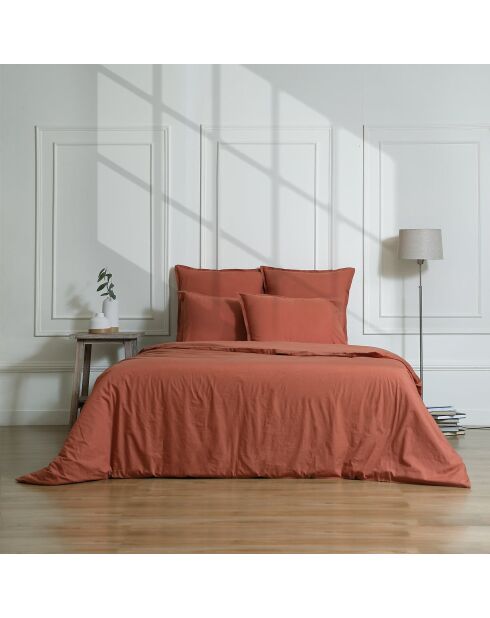 Lot de 2 Taies d'oreiller percale de coton Nina rouge toscane