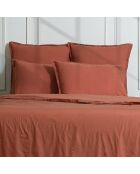 Lot de 2 Taies d'oreiller percale de coton Nina rouge toscane