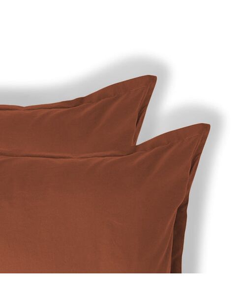 Lot de 2 Taies d'oreiller percale de coton Nina rouge toscane