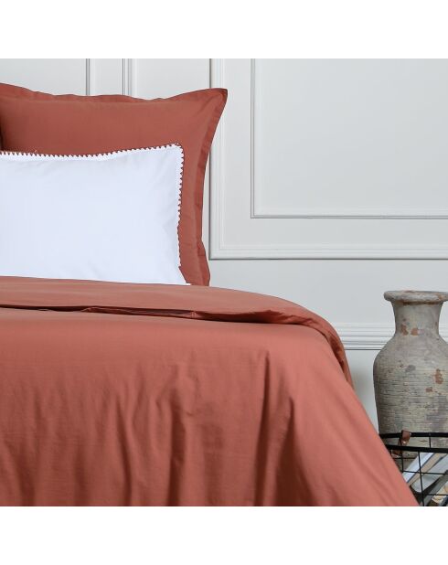 Lot de 2 Taies d'oreiller percale de coton Nina rouge toscane