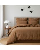 Drap housse en coton lavé Luna noisette