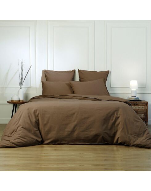 Drap housse en coton lavé Luna noisette