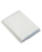 Drap plat percale de coton Zoé blanc/bleu denim