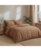 Drap housse lin lavé Camille noisette