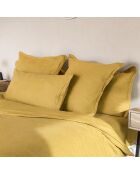 Drap housse lin lavé Hortense jaune moutarde