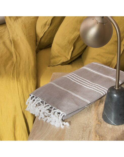 Drap housse lin lavé Hortense jaune moutarde