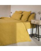 Drap housse lin lavé Hortense jaune moutarde