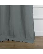 Ösengardine Carla aus Baumwollgaze, Sturmblau, 140 x 290 cm