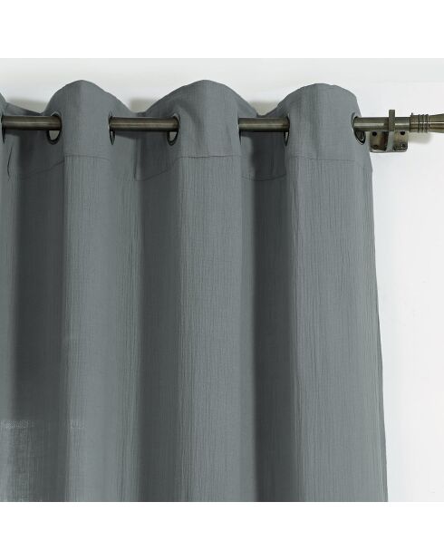 Ösengardine Carla aus Baumwollgaze, Sturmblau, 140 x 290 cm