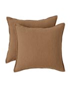 Lot de 2 Taies d'oreiller lin lavé Camille noisette