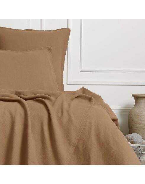 Lot de 2 Taies d'oreiller lin lavé Camille noisette