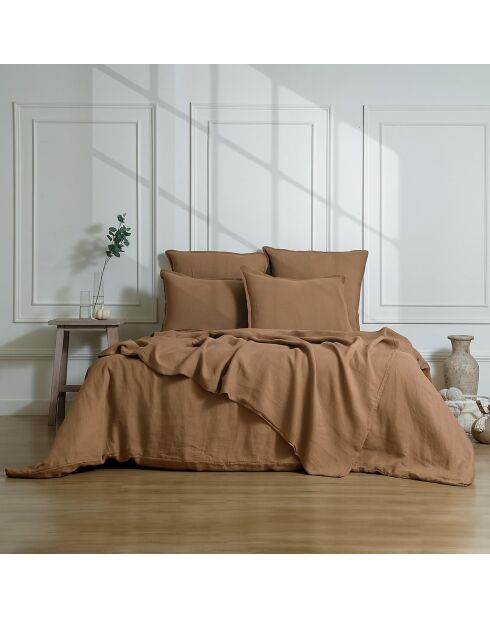 Lot de 2 Taies d'oreiller lin lavé Camille noisette