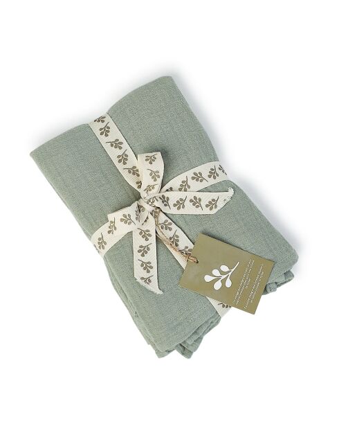 Lot de 2 Taies d'oreiller gaze de coton Carla vert céladon