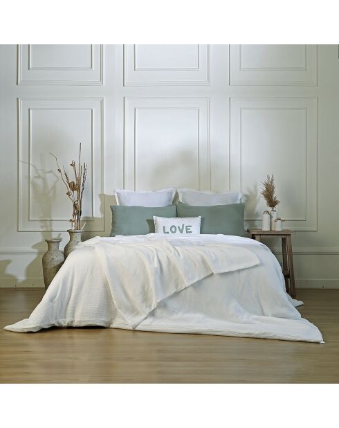 Lot de 2 Taies d'oreiller gaze de coton Carla vert céladon