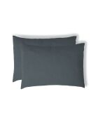 Lot de 2 Taies d'oreiller gaze de coton Carla bleu orage