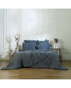 Lot de 2 Taies d'oreiller gaze de coton Carla bleu orage