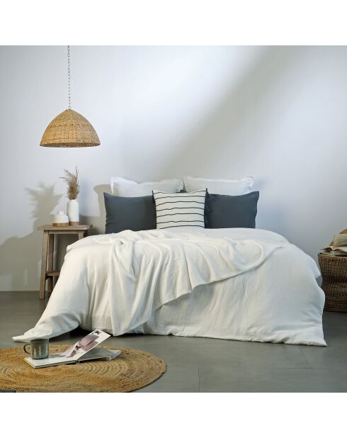 Lot de 2 Taies d'oreiller gaze de coton Carla bleu orage