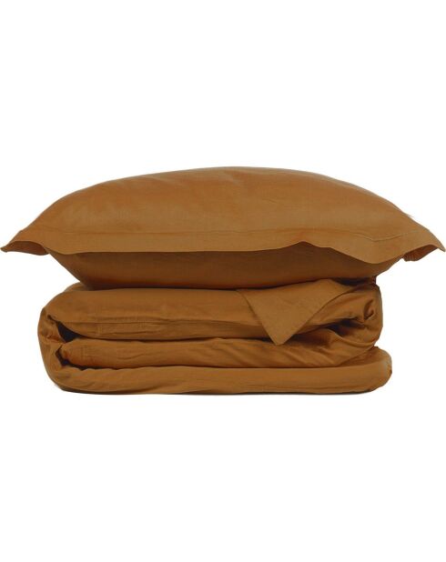 Parure de lit en satin de coton Julia caramel