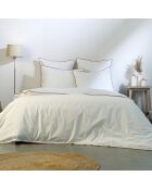 Parure de lit en percale de coton Zoé blanche/rouge