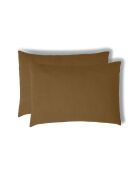 Lot de 2 Taies d'oreiller gaze de coton Carla noisette