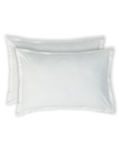Lot de 2 Taies d'oreiller percale de coton Nina blanches