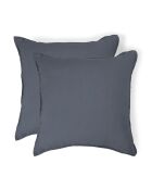Lot de 2 Taies d'oreiller lin lavé Camille bleu orage