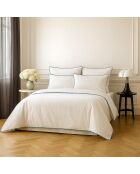 Lot de 2 Taies d'oreiller percale de coton Zoé blanches/bleu denim