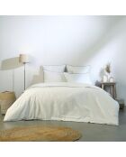 Lot de 2 Taies d'oreiller percale de coton Zoé blanches/bleu denim