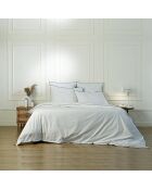 Lot de 2 Taies d'oreiller percale de coton Zoé blanches/bleu denim