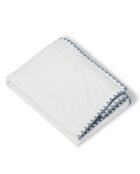 Lot de 2 Taies d'oreiller percale de coton Zoé blanches/bleu denim