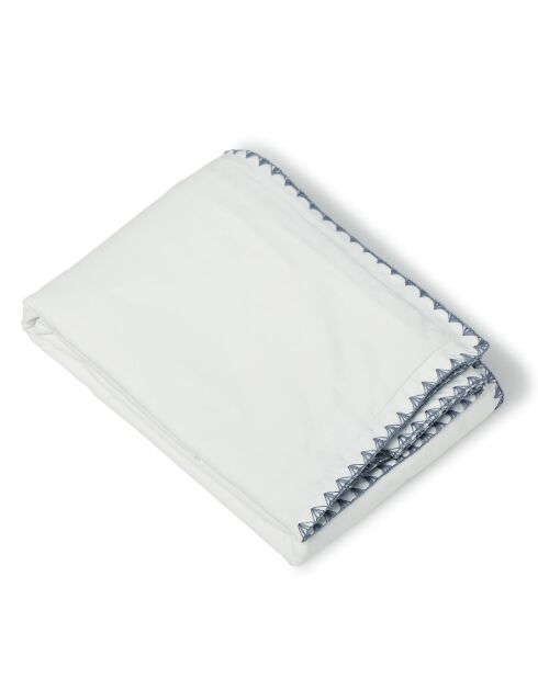 Lot de 2 Taies d'oreiller percale de coton Zoé blanches/bleu denim