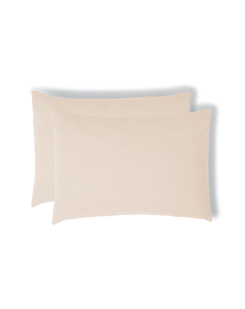 Lot de 2 Taies d'oreiller gaze de coton Carla roses