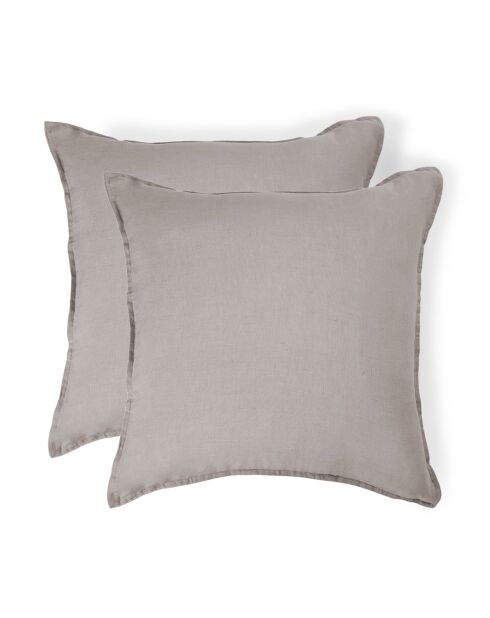 Lot de 2 Taies d'oreiller lin lavé Camille naturelles