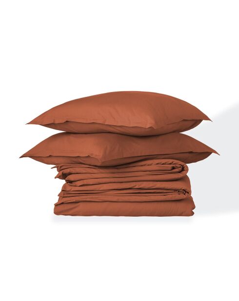 Juego de cama de percal de algodón Nina rojo toscano