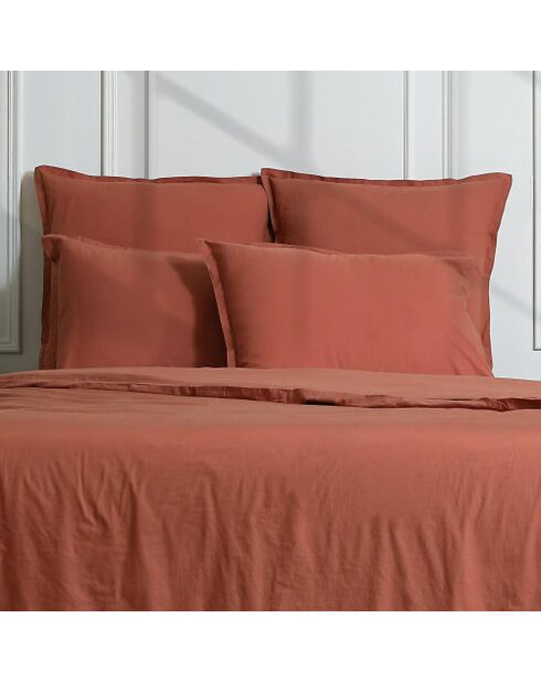 Juego de cama de percal de algodón Nina rojo toscano