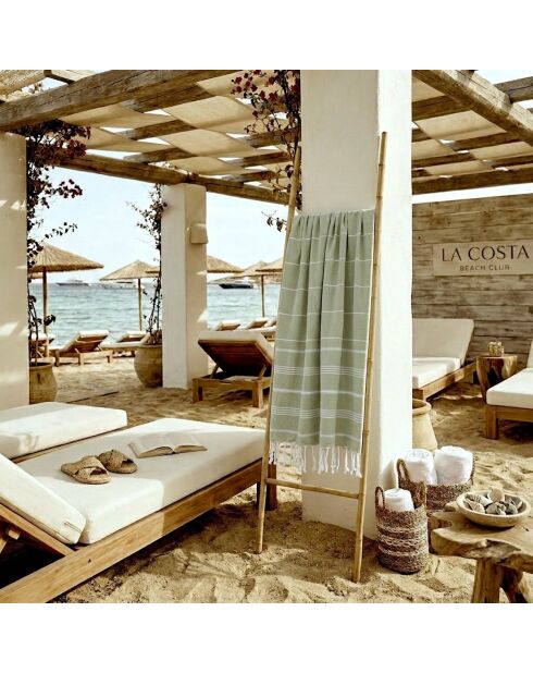 Amandelgroene Mykonos katoenen fouta - 100x200 cm