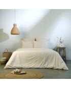 Lot de 2 Taies d'oreiller brodee en coton lavé Luna rose