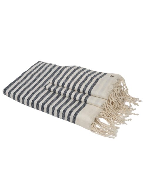 Set aus 3 jeansblauen Hossegor-Baumwoll-Badefoutas - 100x200+2 (40x60) cm