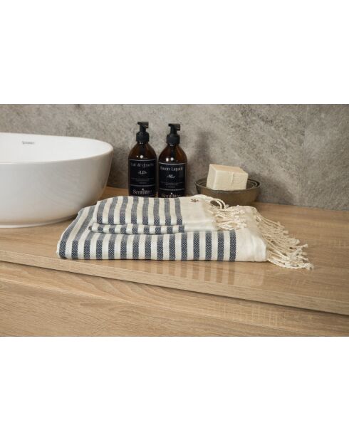 Set aus 3 jeansblauen Hossegor-Baumwoll-Badefoutas - 100x200+2 (40x60) cm