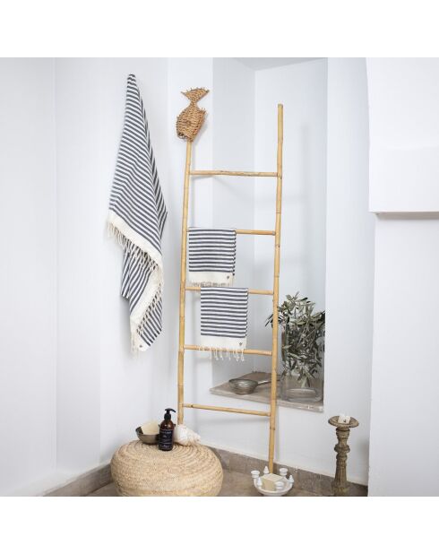 Set aus 3 jeansblauen Hossegor-Baumwoll-Badefoutas - 100x200+2 (40x60) cm