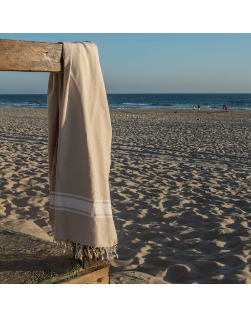 Fouta St Tropez de algodón beige XXL - 200x200 cm