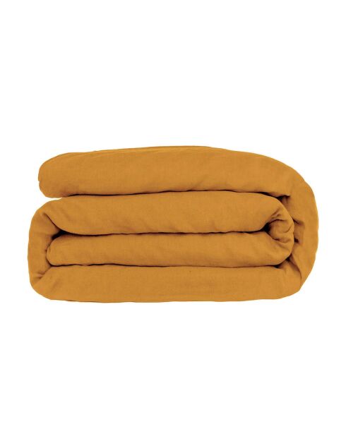 Parure de lit en satin de coton Julia jaune moutarde