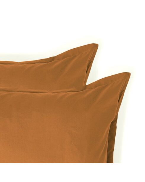 Lot de 2 Taies d'oreiller percale de coton Nina caramel