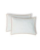 Lot de 2 Taies d'oreiller percale de coton Zoé blanches/caramel