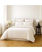 Lot de 2 Taies d'oreiller percale de coton Zoé blanches/caramel