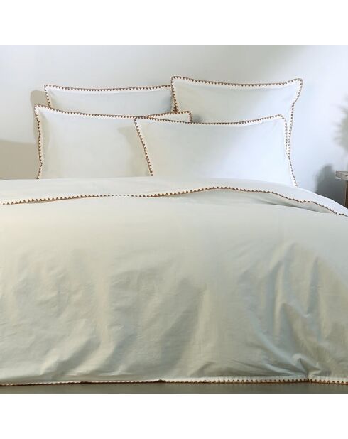 Set de 2 fundas de almohada Zoé de percal de algodón blanco/caramelo