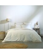 Lot de 2 Taies d'oreiller percale de coton Zoé blanches/caramel