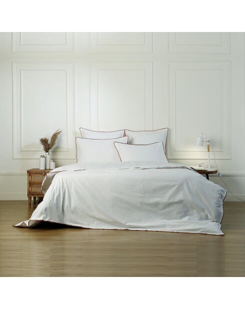 Set de 2 fundas de almohada Zoé de percal de algodón blanco/caramelo