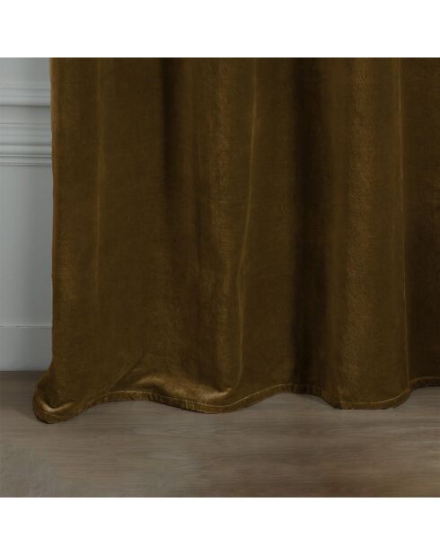 Ösenvorhang aus Samt und Baumwolle, eichenbraun, 135 x 260 cm
